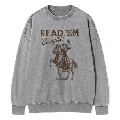 Pagewings Bookish Cowgirl Unisex Washed Sweatshirt