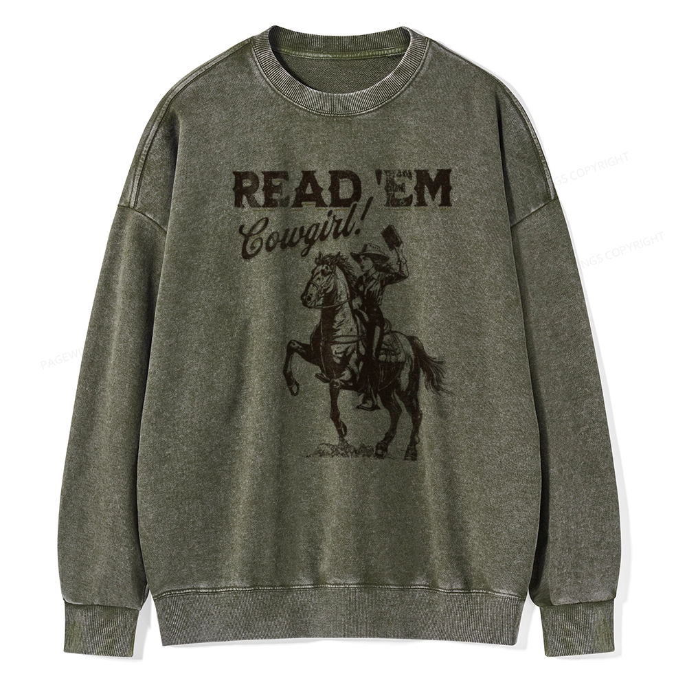 Pagewings Bookish Cowgirl Unisex Washed Sweatshirt