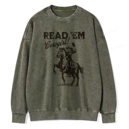 Pagewings Bookish Cowgirl Unisex Washed Sweatshirt