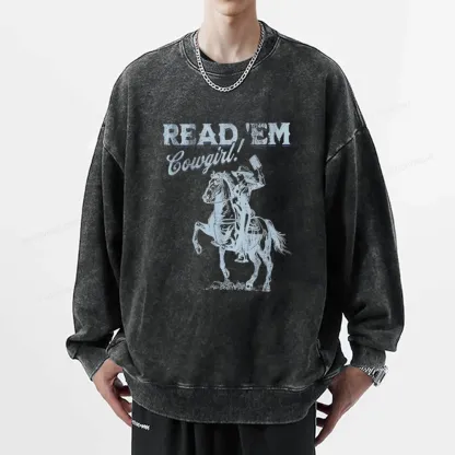 Pagewings Bookish Cowgirl Unisex Washed Sweatshirt