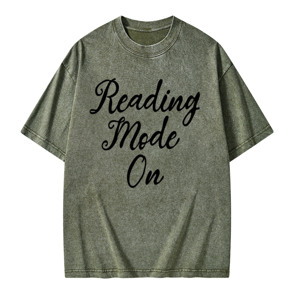 Pagewings Book Reading Mode On Unisex Washed T-shirt