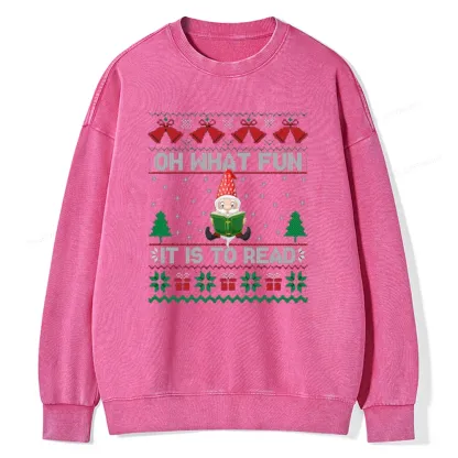 Pagewings Oh What Fun It Is To Read Unisex Washed Sweatshirt