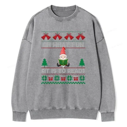 Pagewings Oh What Fun It Is To Read Unisex Washed Sweatshirt