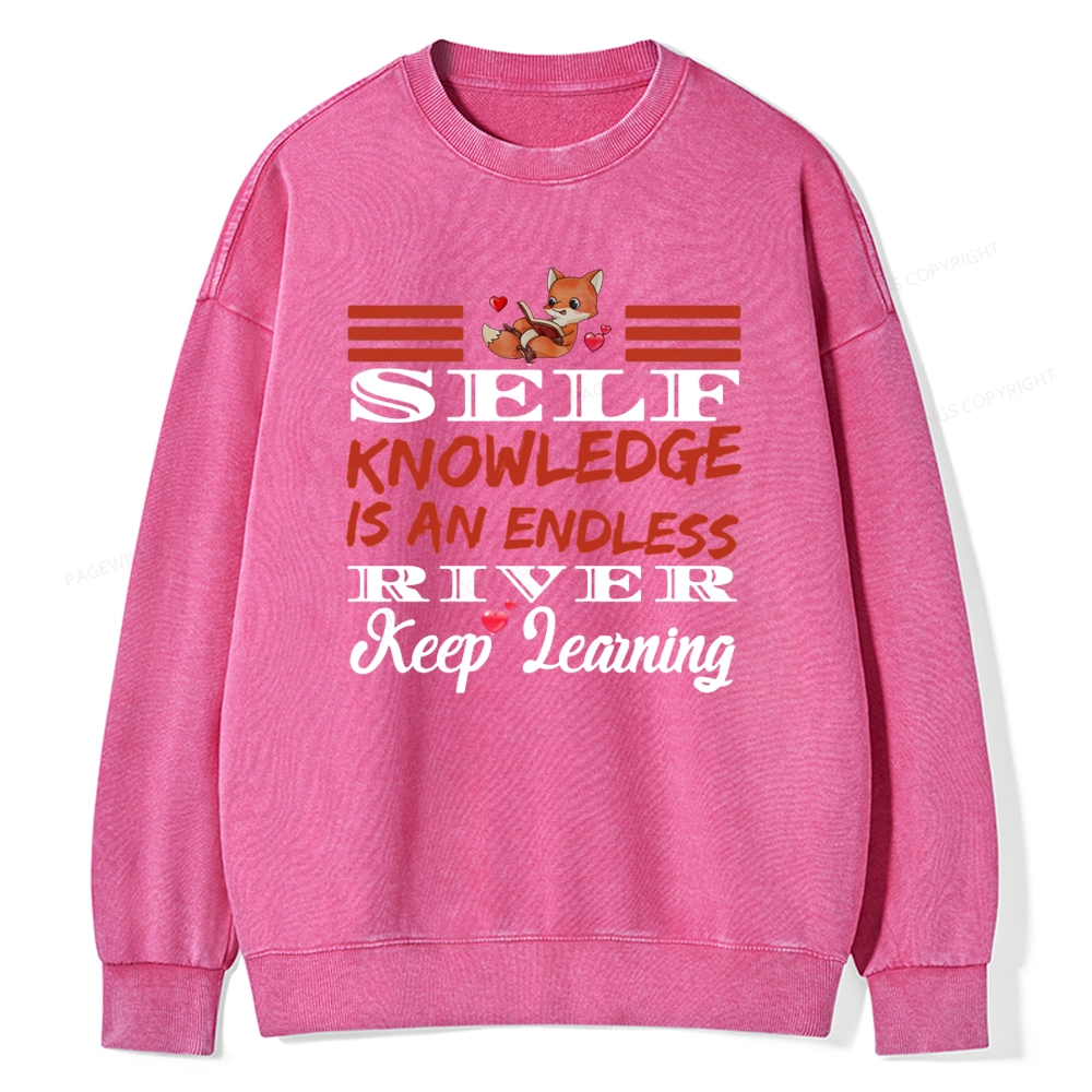Pagewings Self Knowledge Is An Endless River Unisex Washed Sweatshirt