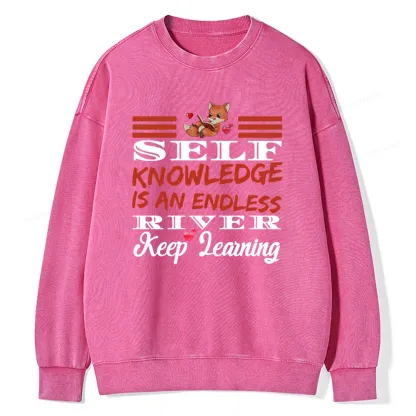 Pagewings Self Knowledge Is An Endless River Unisex Washed Sweatshirt