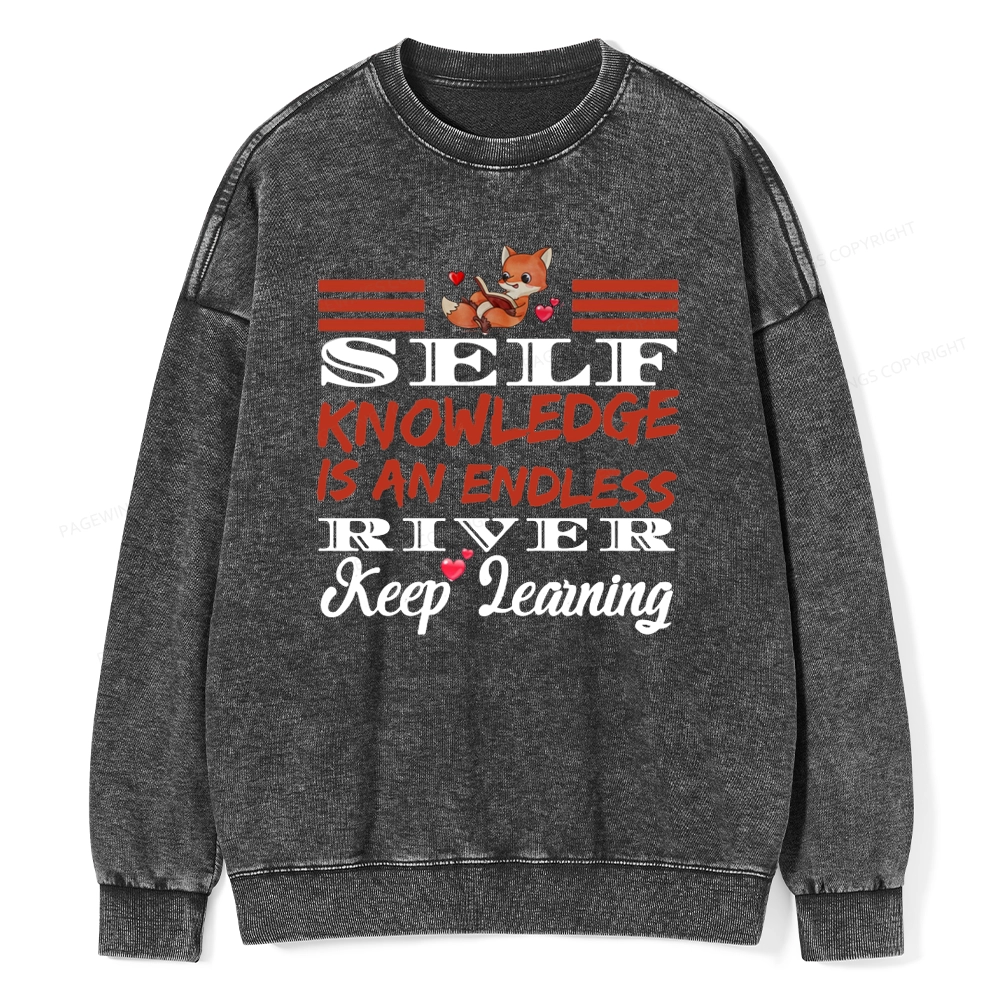 Pagewings Self Knowledge Is An Endless River Unisex Washed Sweatshirt