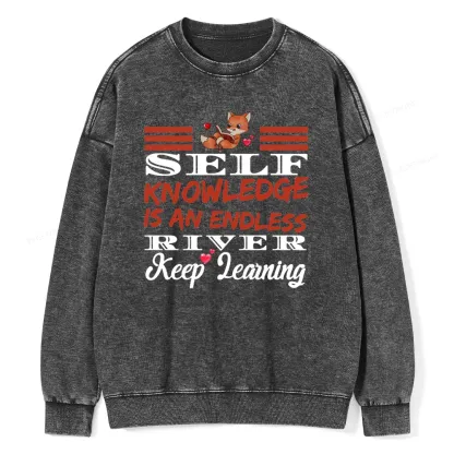 Pagewings Self Knowledge Is An Endless River Unisex Washed Sweatshirt