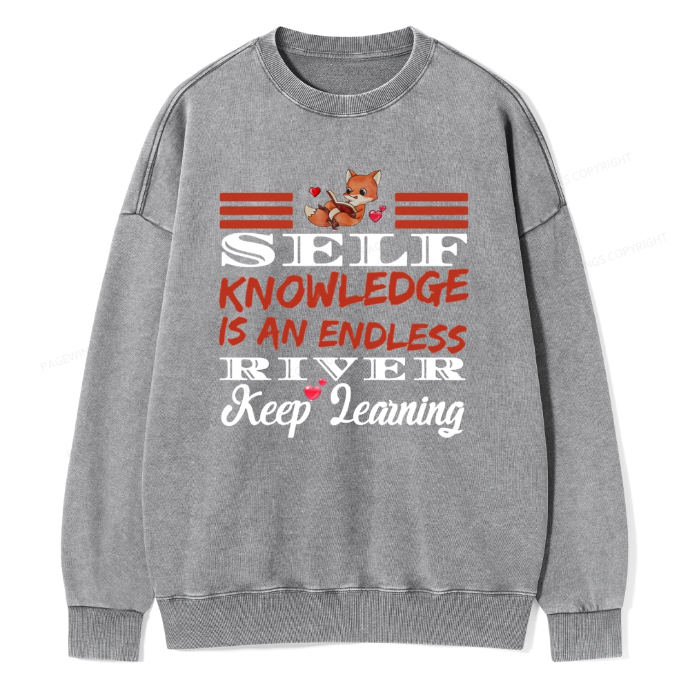 Pagewings Self Knowledge Is An Endless River Unisex Washed Sweatshirt
