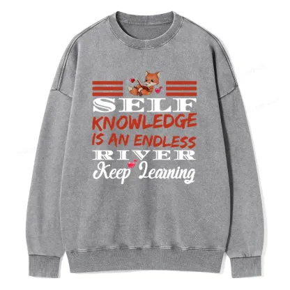 Pagewings Self Knowledge Is An Endless River Unisex Washed Sweatshirt