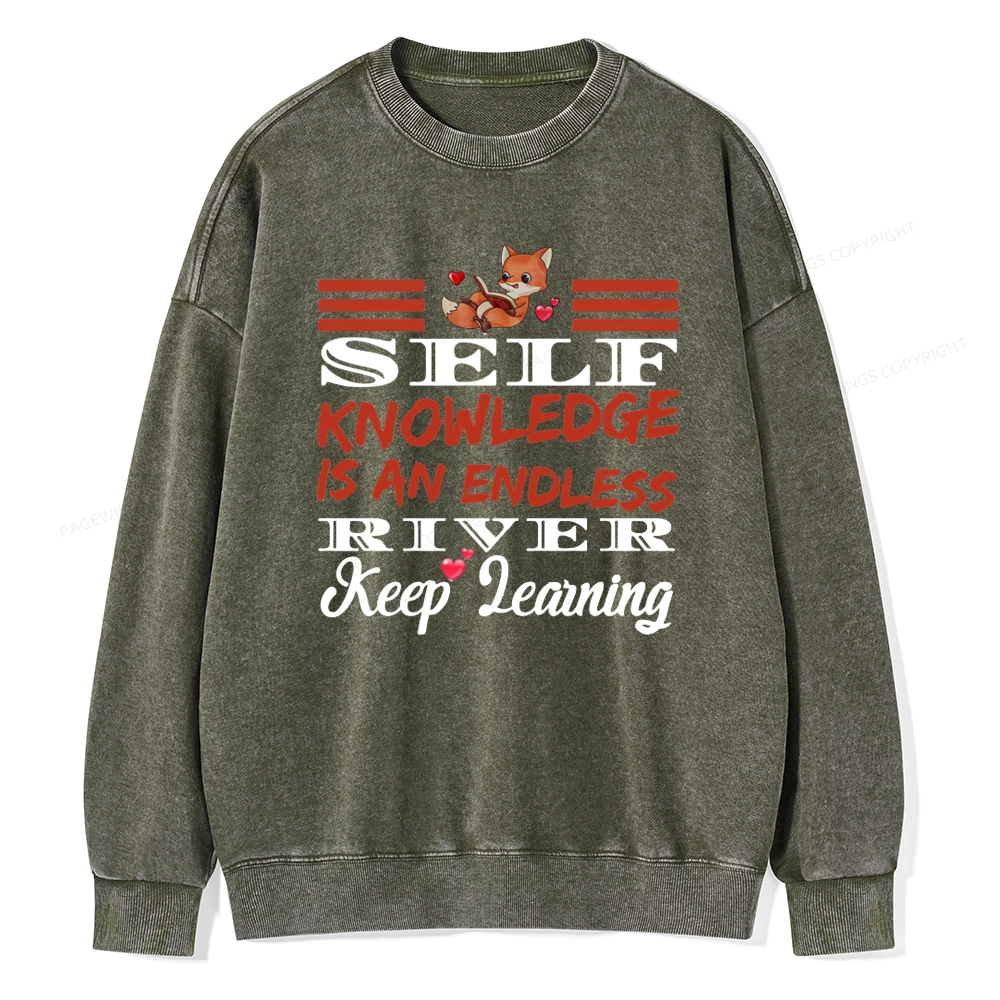 Pagewings Self Knowledge Is An Endless River Unisex Washed Sweatshirt