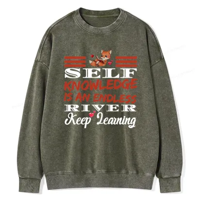 Pagewings Self Knowledge Is An Endless River Unisex Washed Sweatshirt