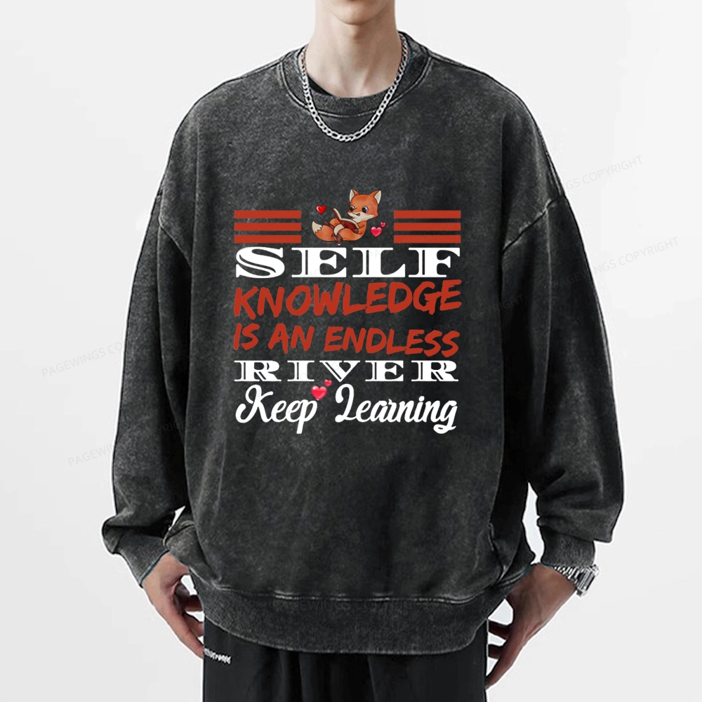 Pagewings Self Knowledge Is An Endless River Unisex Washed Sweatshirt
