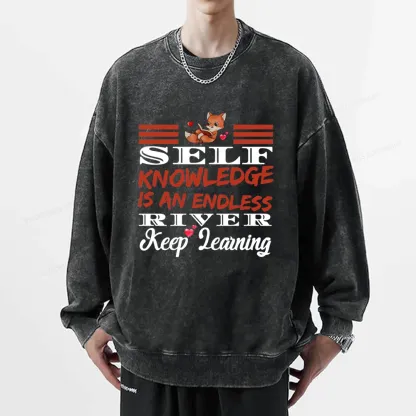 Pagewings Self Knowledge Is An Endless River Unisex Washed Sweatshirt