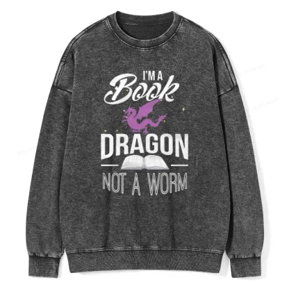 Pagewings Im A Book Dragon Not A Worm Unisex Washed Sweatshirt