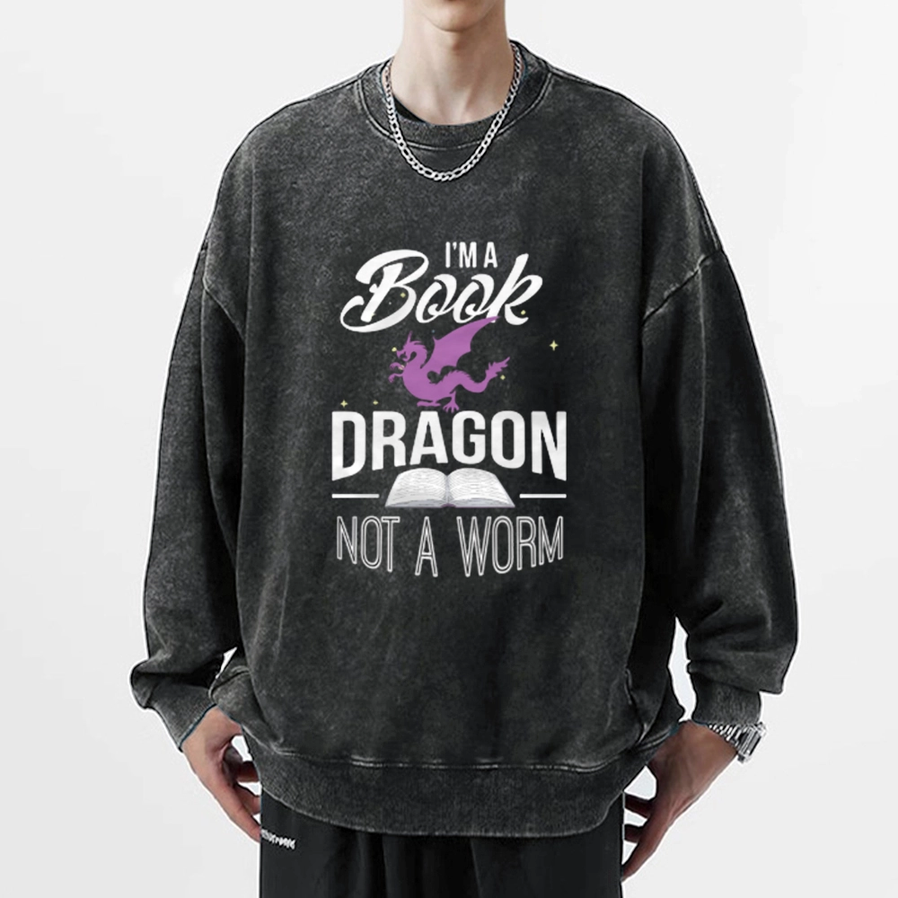 Pagewings Im A Book Dragon Not A Worm Unisex Washed Sweatshirt