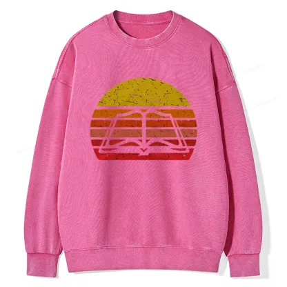 Pagewings Vintage Book Reading Lover Unisex Washed Sweatshirt