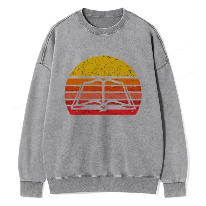 Pagewings Vintage Book Reading Lover Unisex Washed Sweatshirt