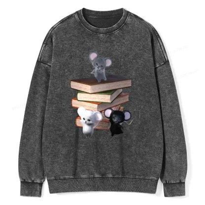 Pagewings Mouse Tail's Book Club Unisex Washed Sweatshirt