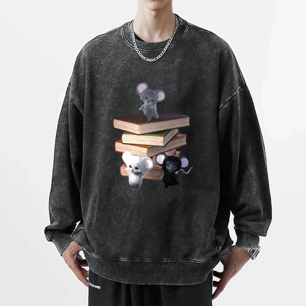 Pagewings Mouse Tail's Book Club Unisex Washed Sweatshirt
