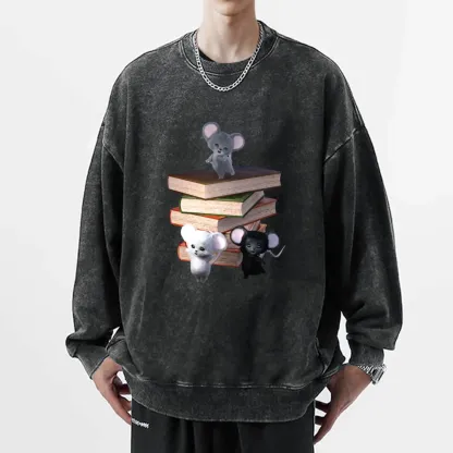 Pagewings Mouse Tail's Book Club Unisex Washed Sweatshirt