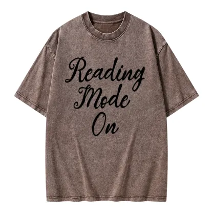 Pagewings Book Reading Mode On Unisex Washed T-shirt