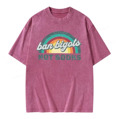Pagewings Ban Bigots Not Books Unisex Washed T-shirt