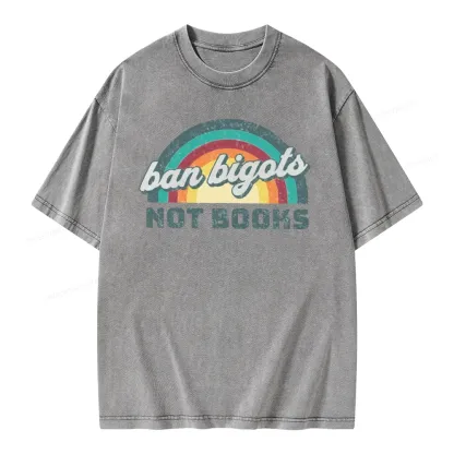 Pagewings Ban Bigots Not Books Unisex Washed T-shirt