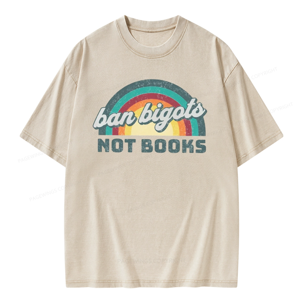 Pagewings Ban Bigots Not Books Unisex Washed T-shirt