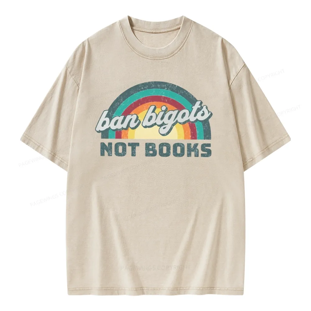 Pagewings Ban Bigots Not Books Unisex Washed T-shirt