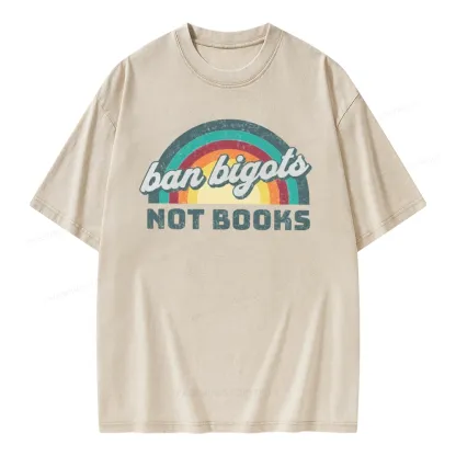 Pagewings Ban Bigots Not Books Unisex Washed T-shirt