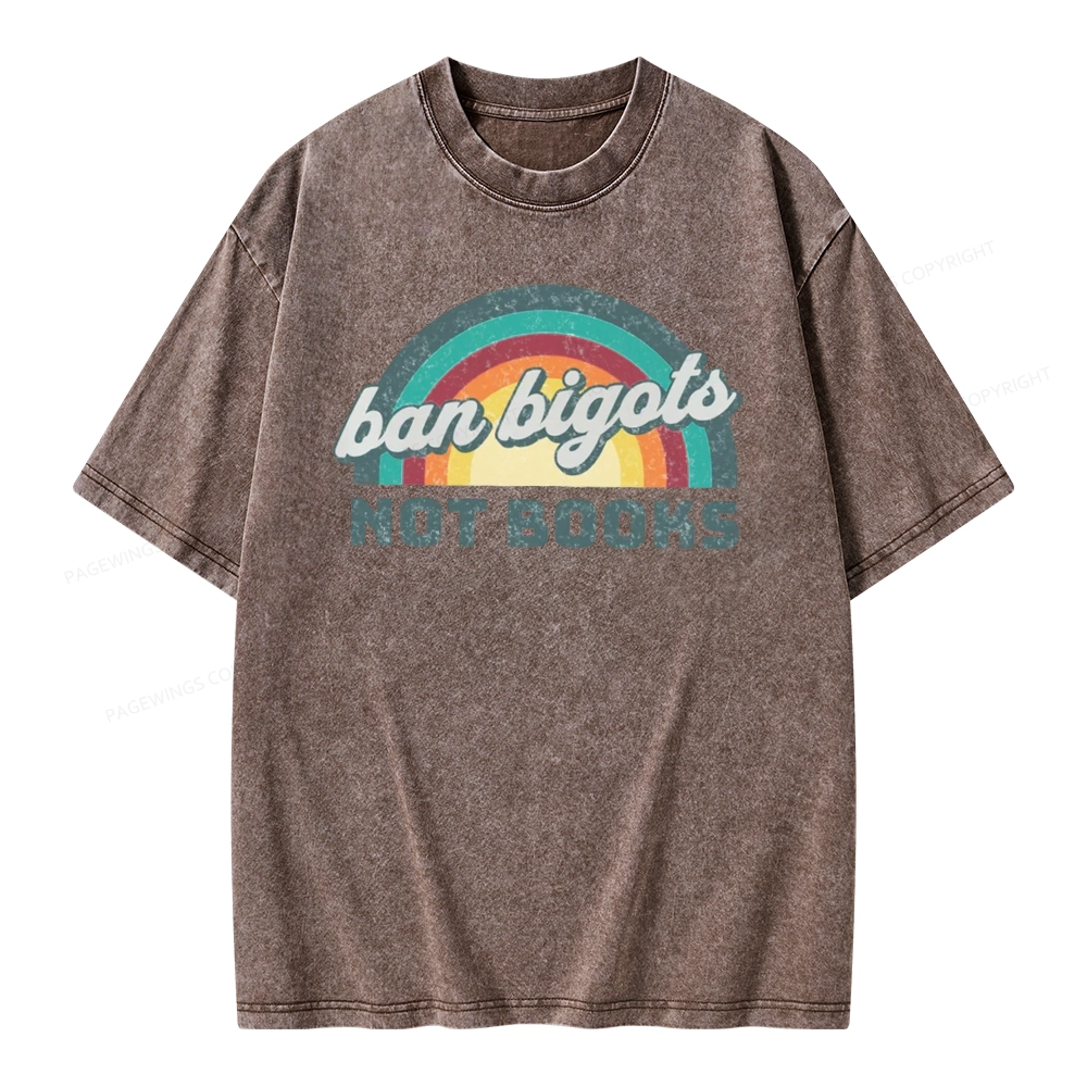 Pagewings Ban Bigots Not Books Unisex Washed T-shirt