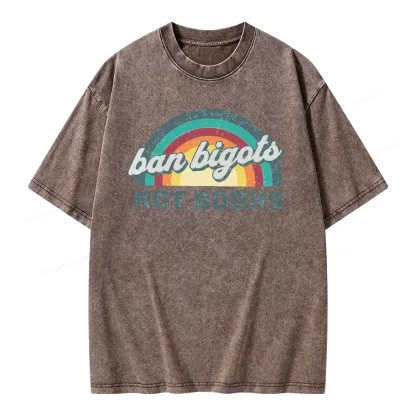 Pagewings Ban Bigots Not Books Unisex Washed T-shirt