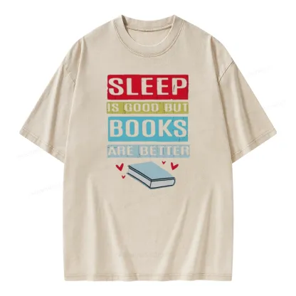 Pagewings Sleep Is Good But Books Are Better Unisex Washed T-shirt