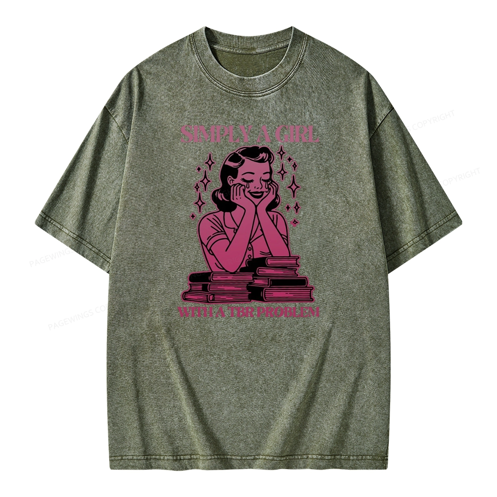 Pagewings Simply A Girl With A Tbr Problem Book Unisex Washed T-shirt