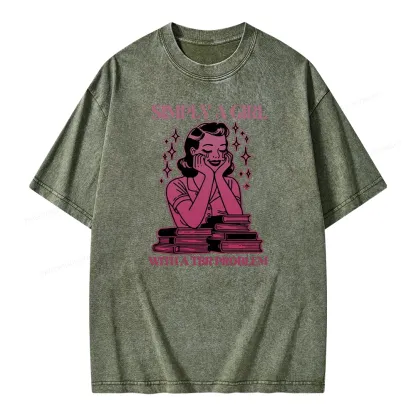 Pagewings Simply A Girl With A Tbr Problem Book Unisex Washed T-shirt