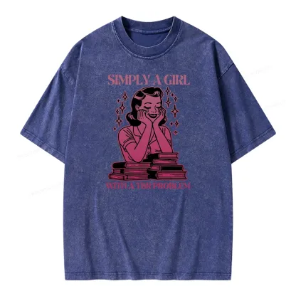 Pagewings Simply A Girl With A Tbr Problem Book Unisex Washed T-shirt