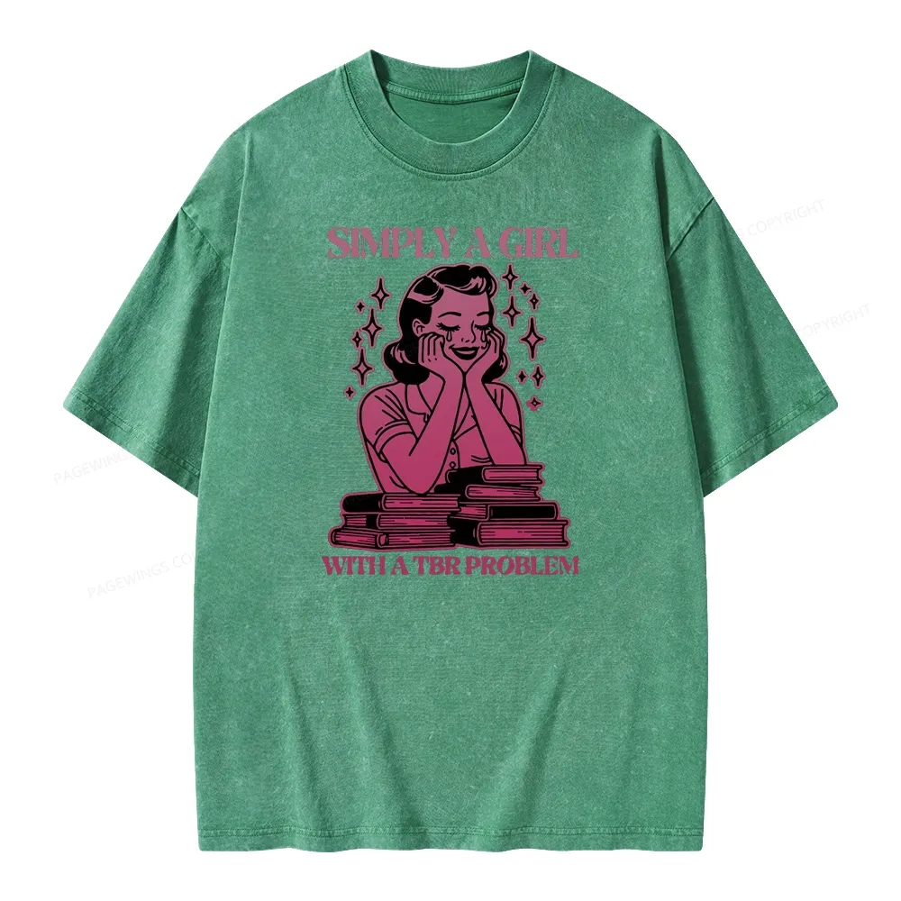 Pagewings Simply A Girl With A Tbr Problem Book Unisex Washed T-shirt