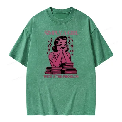 Pagewings Simply A Girl With A Tbr Problem Book Unisex Washed T-shirt
