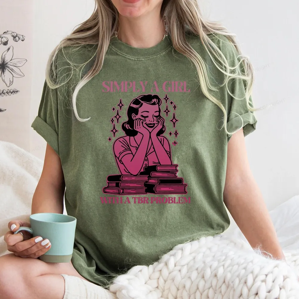 Pagewings Simply A Girl With A Tbr Problem Book Unisex Washed T-shirt