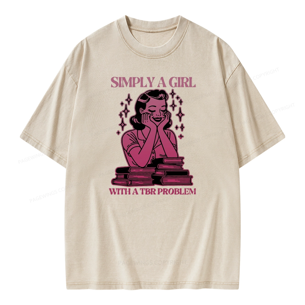 Pagewings Simply A Girl With A Tbr Problem Book Unisex Washed T-shirt
