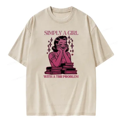 Pagewings Simply A Girl With A Tbr Problem Book Unisex Washed T-shirt