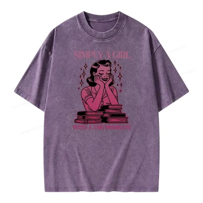 Pagewings Simply A Girl With A Tbr Problem Book Unisex Washed T-shirt