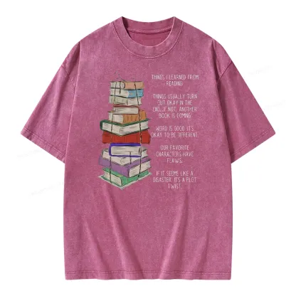 Pagewings Things I Learned From Reading Unisex Washed T-shirt