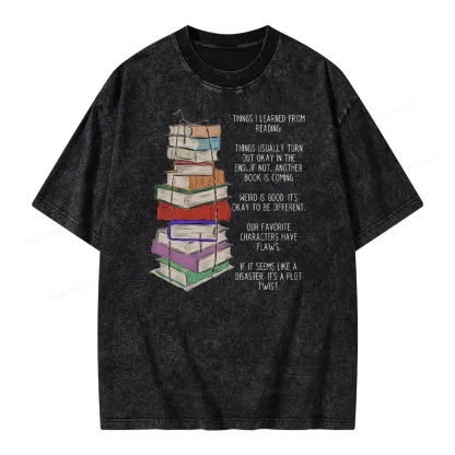 Pagewings Things I Learned From Reading Unisex Washed T-shirt
