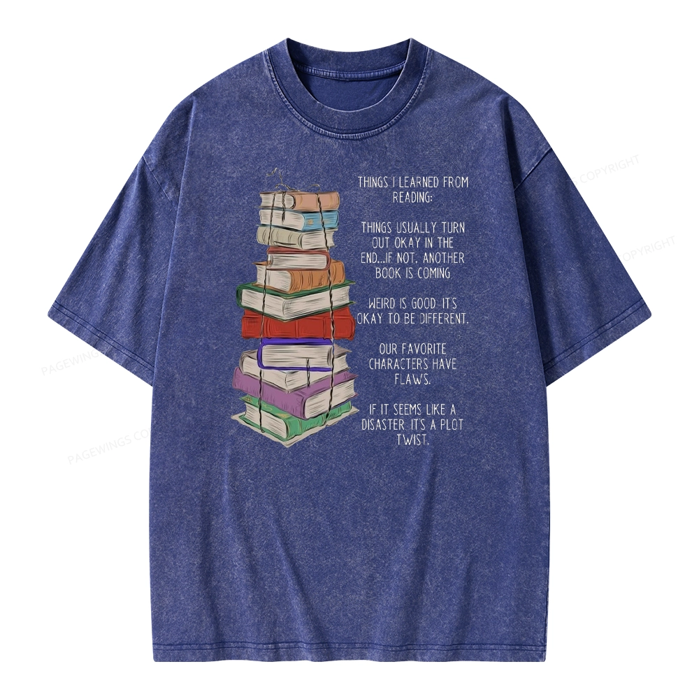 Pagewings Things I Learned From Reading Unisex Washed T-shirt