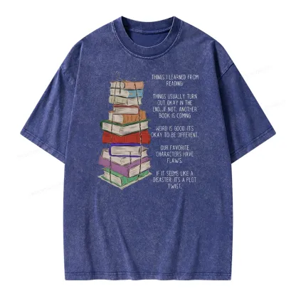 Pagewings Things I Learned From Reading Unisex Washed T-shirt