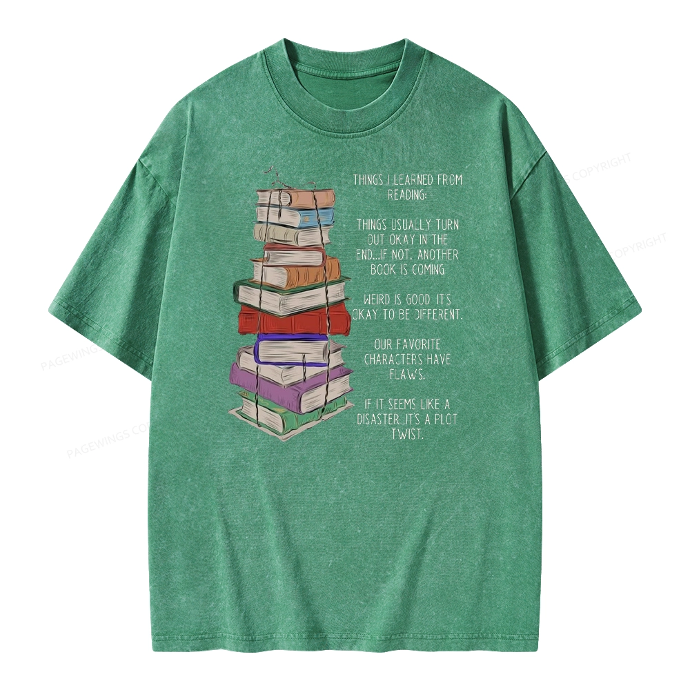 Pagewings Things I Learned From Reading Unisex Washed T-shirt