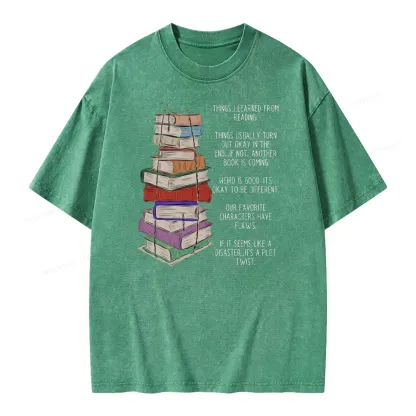 Pagewings Things I Learned From Reading Unisex Washed T-shirt