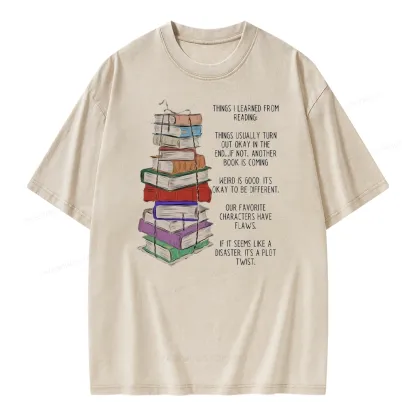Pagewings Things I Learned From Reading Unisex Washed T-shirt