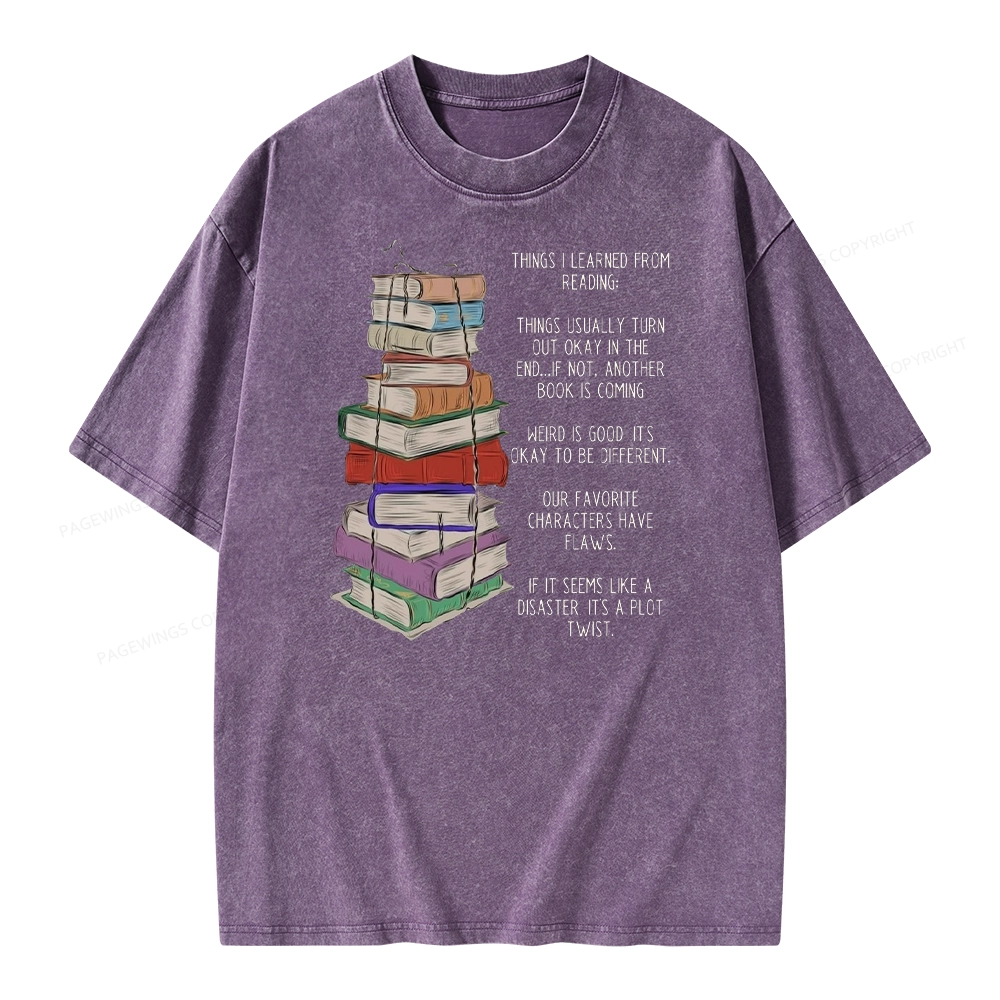 Pagewings Things I Learned From Reading Unisex Washed T-shirt